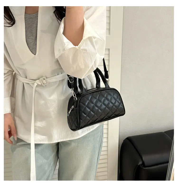 Women's Brown Quilted Shoulder Bag with Detachable Strap — feature 14