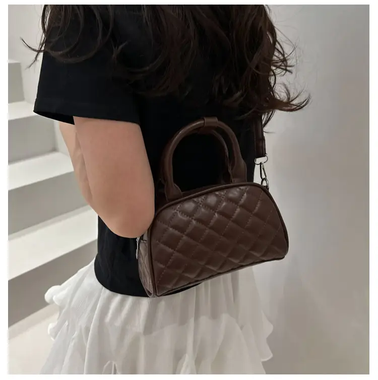 Women's Brown Quilted Shoulder Bag with Detachable Strap — feature 20