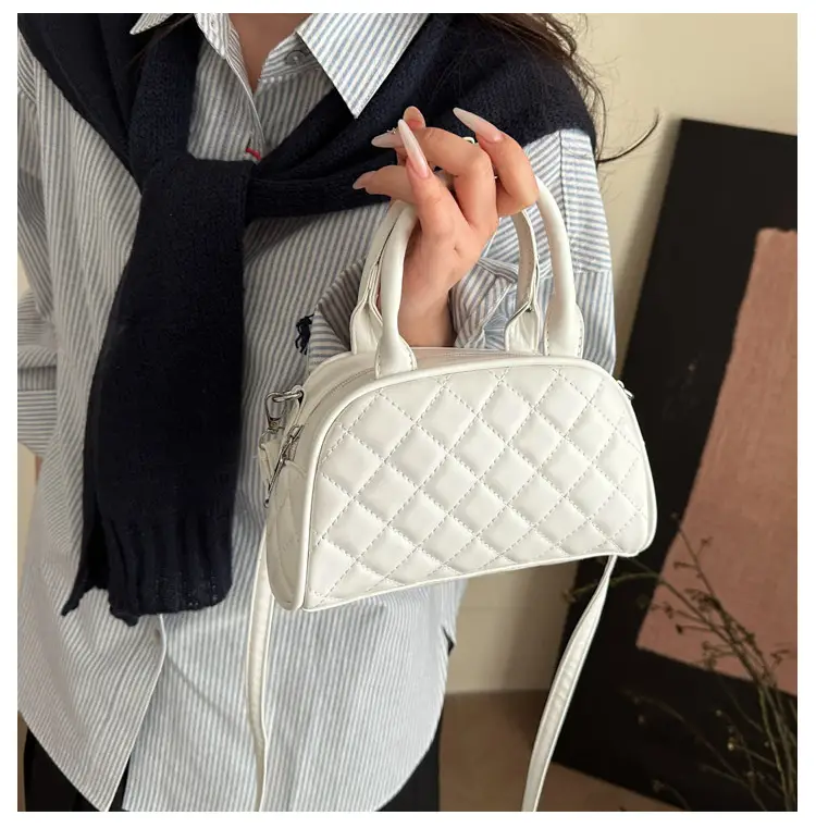 Women's Brown Quilted Shoulder Bag with Detachable Strap — feature 7