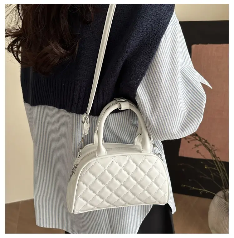 Women's Brown Quilted Shoulder Bag with Detachable Strap — feature 8