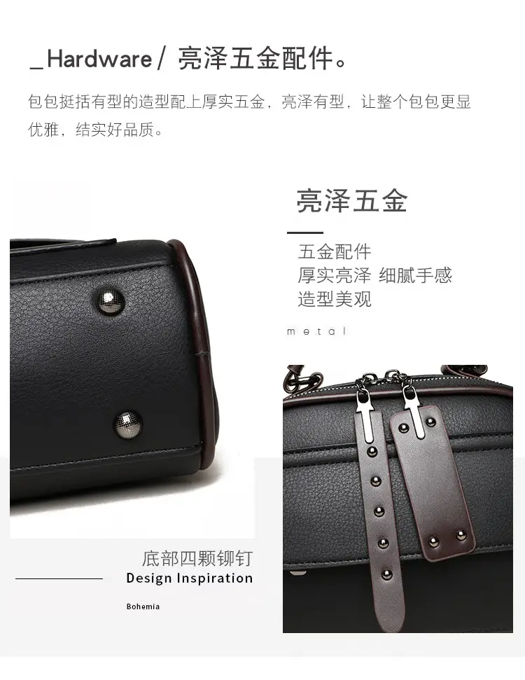 Women's Crossbody Shoulder Bag Brown Leather with Logo Print — feature 8