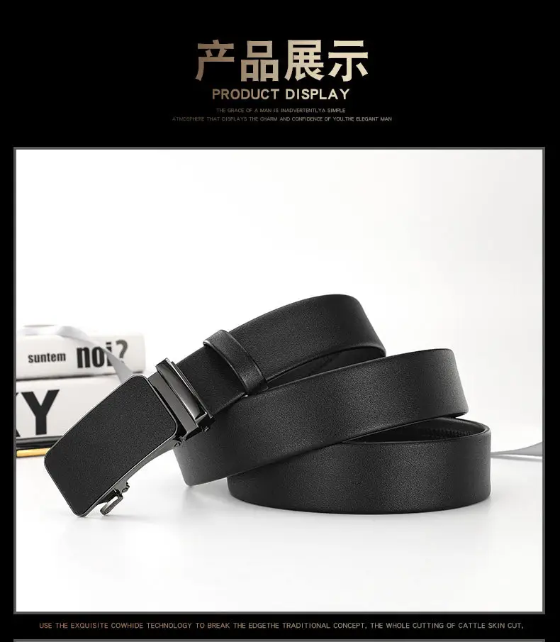 Men's Black Croc Leather Belt with Gold Buckle — feature 11
