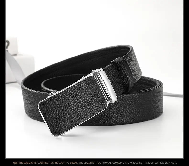 Men's Black Croc Leather Belt with Gold Buckle — feature 12
