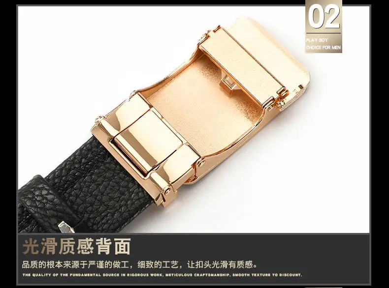 Men's Black Croc Leather Belt with Gold Buckle — feature 15