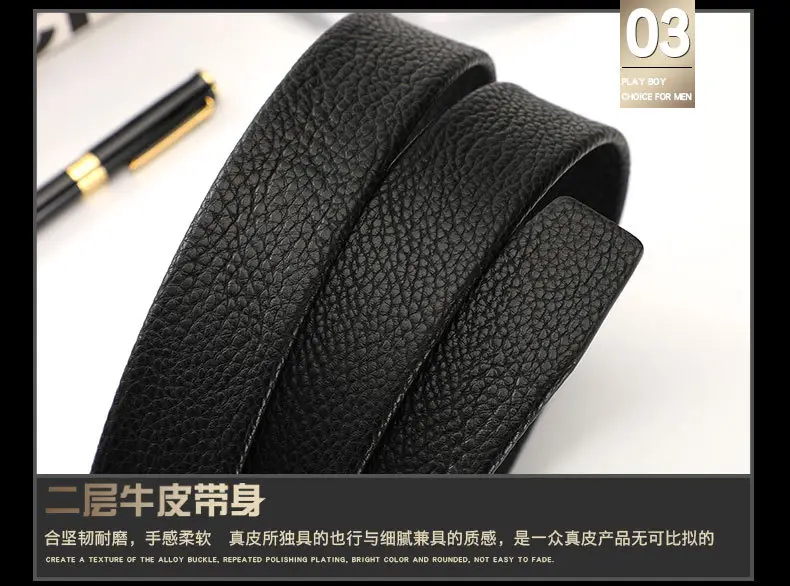 Men's Black Croc Leather Belt with Gold Buckle — feature 16
