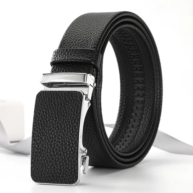 Men's Black Croc Leather Belt with Gold Buckle