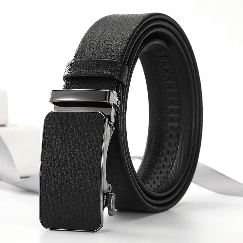 Men's Black Croc Leather Belt with Gold Buckle