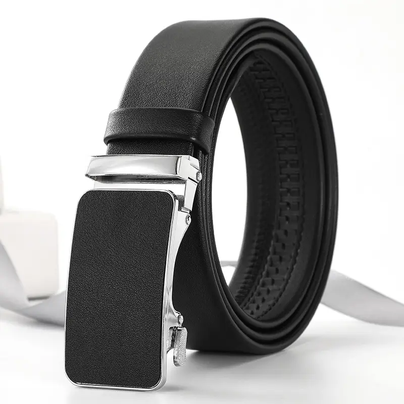 Men's Black Croc Leather Belt with Gold Buckle