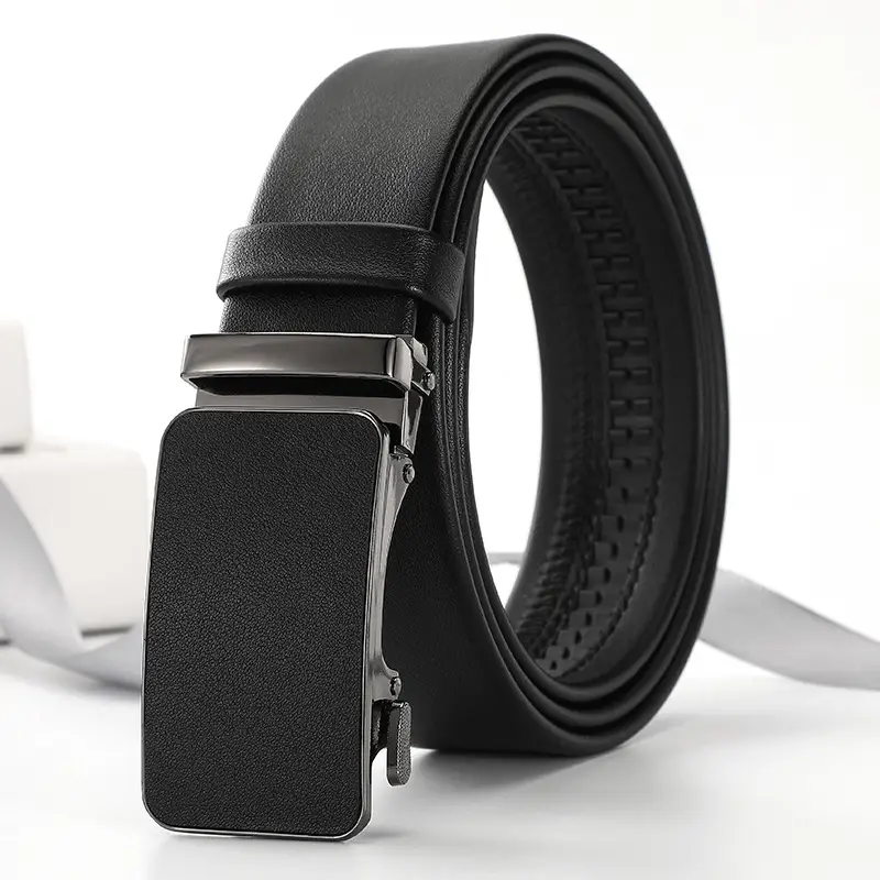 Men's Black Croc Leather Belt with Gold Buckle