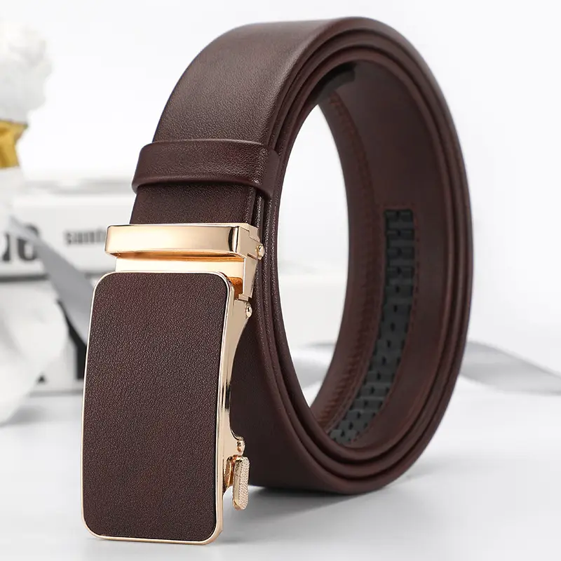 Men's Black Croc Leather Belt with Gold Buckle