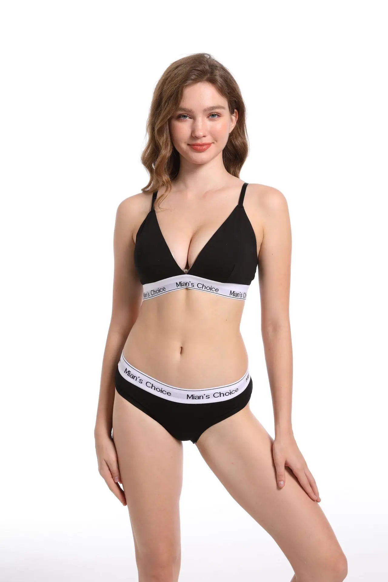 Black Letter Print Sports Bra & Tank Top Set — feature 12