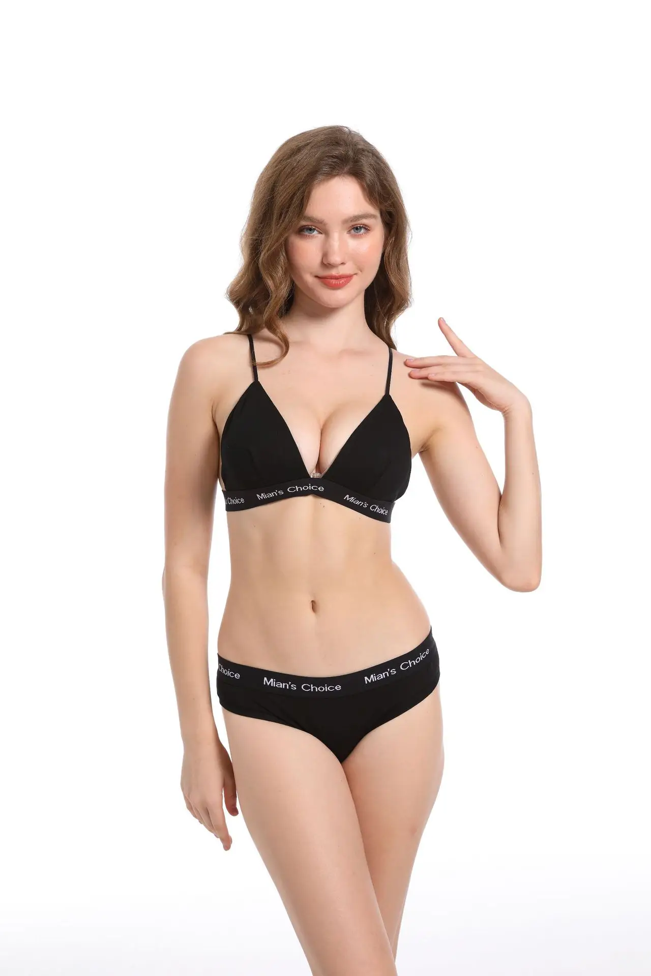 Black Letter Print Sports Bra & Tank Top Set — feature 21