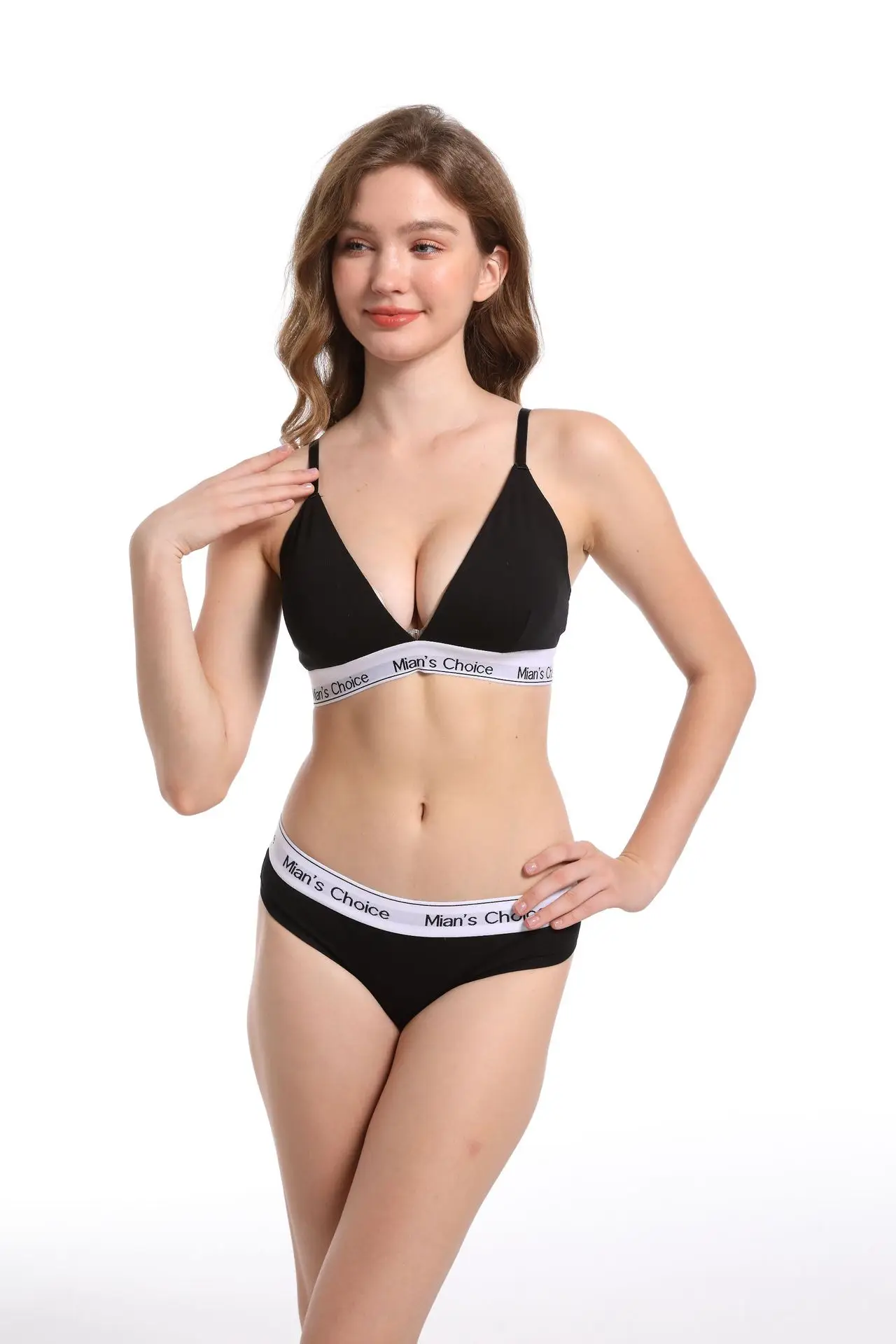 Black Letter Print Sports Bra & Tank Top Set — feature 9