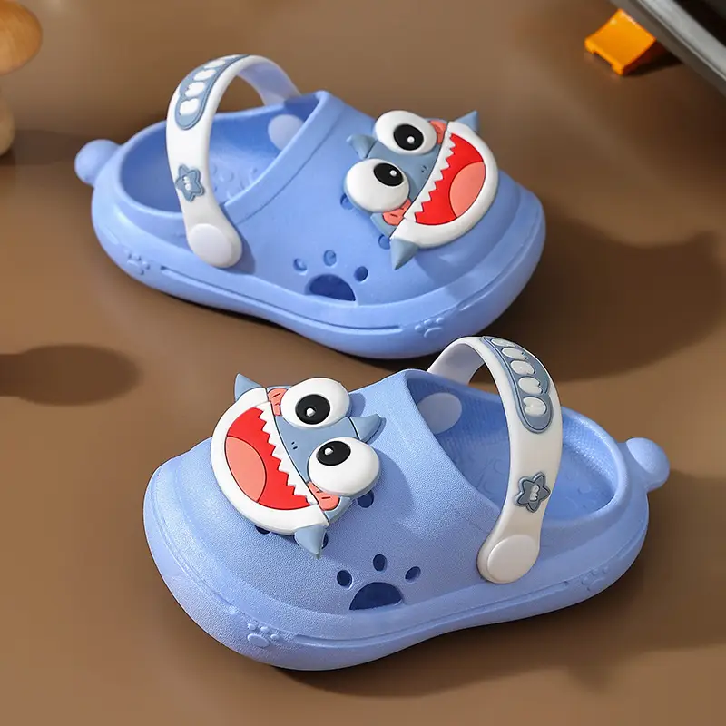 Children's Slippers Women's Summer Cave Shoes Cute Shark Small and Medium-sized Children's Baby Internet Popular Soft Bottom Non-slip Thick Bottom Men's Sandals