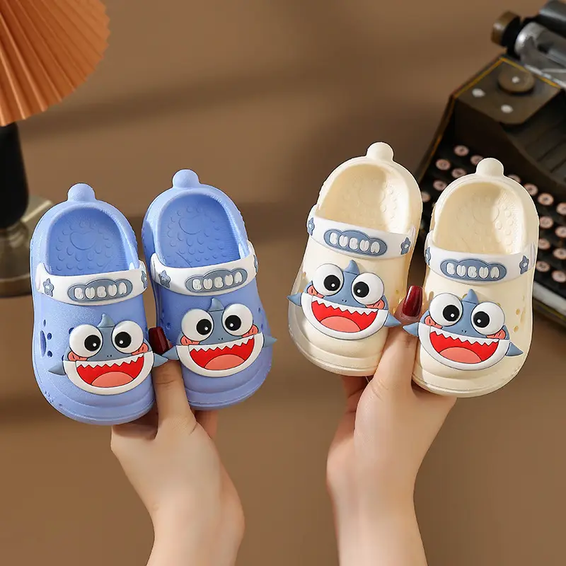 Children's Slippers Women's Summer Cave Shoes Cute Shark Small and Medium-sized Children's Baby Internet Popular Soft Bottom Non-slip Thick Bottom Men's Sandals