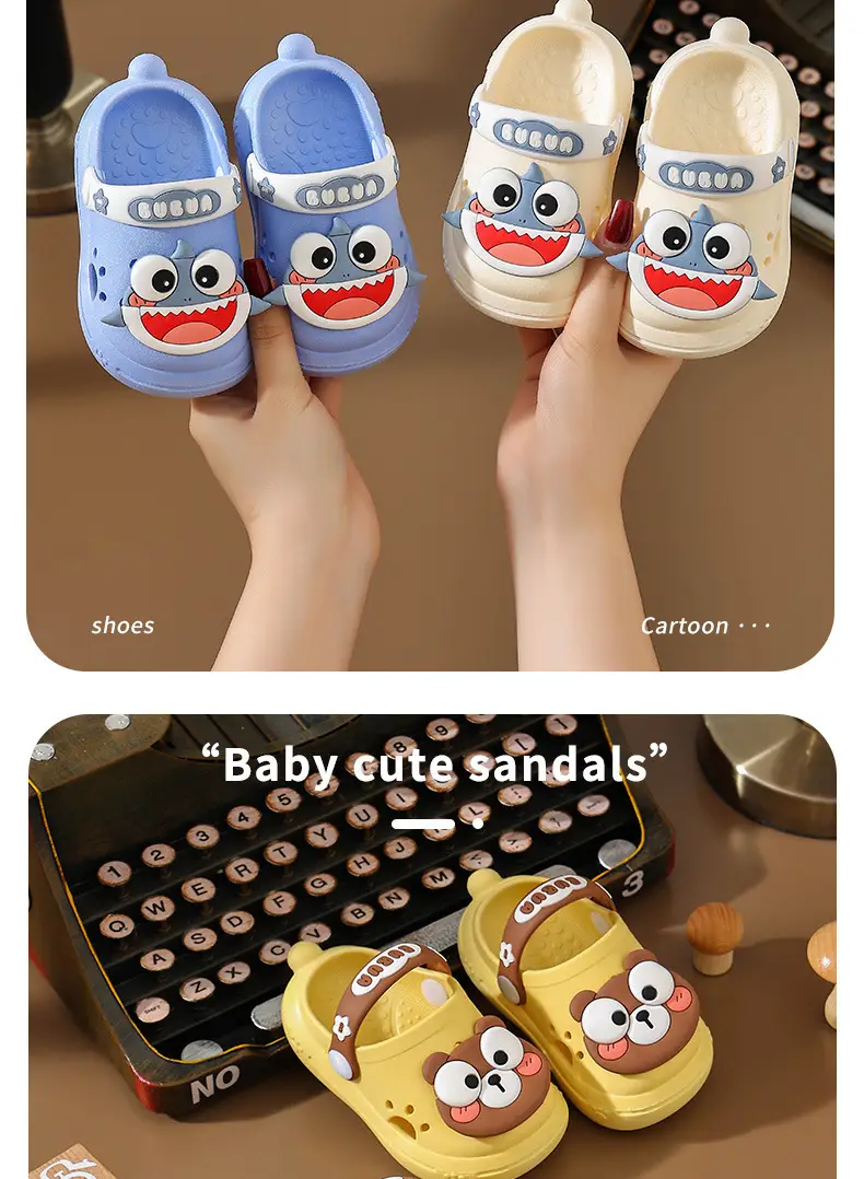 Children's Slippers Women's Summer Cave Shoes Cute Shark Small and Medium-sized Children's Baby Internet Popular Soft Bottom Non-slip Thick Bottom Men's Sandals — feature 11