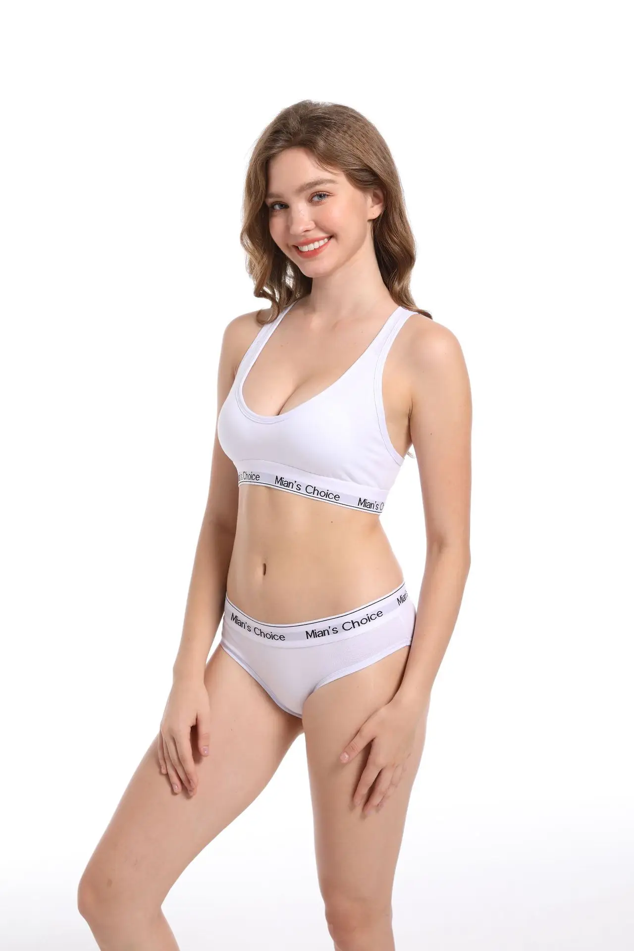 Women's Cross Back Vest Wireless Sports Bra Set — feature 4