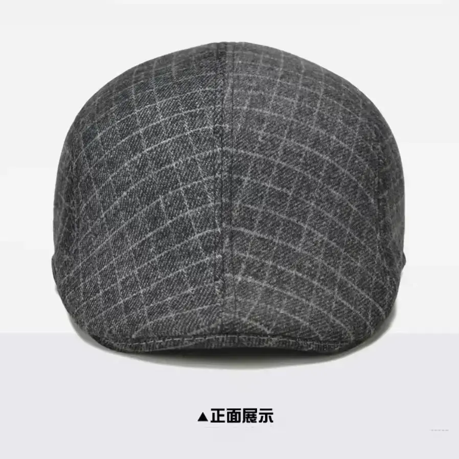 Houndstooth Beret Cap for Men Women Retro Forward Cap - Image 18