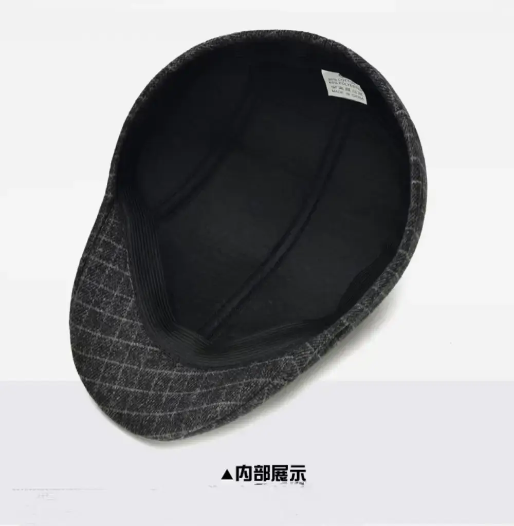 Houndstooth Beret Cap for Men Women Retro Forward Cap — feature 6