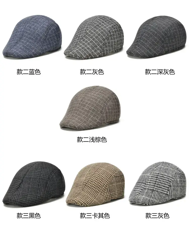 Houndstooth Beret Cap for Men Women Retro Forward Cap — feature 9