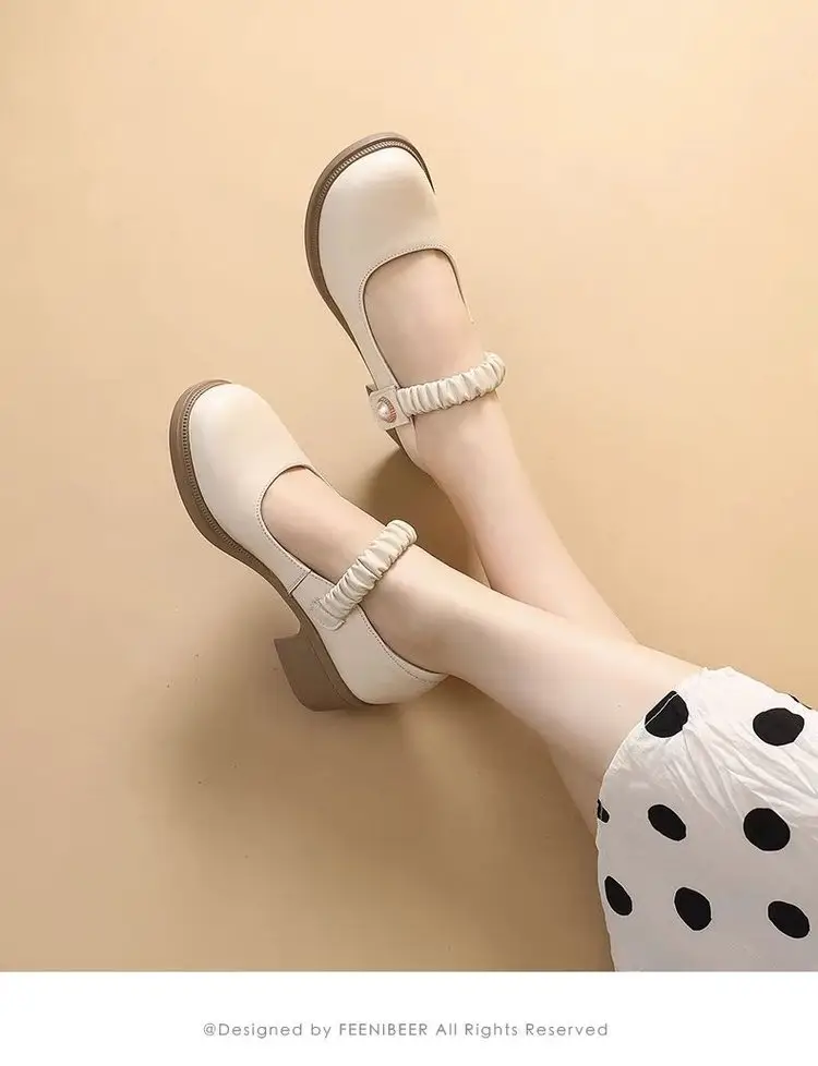 Net red same Mary Jane women's shoes shoes 2025 new women's flat round toe low mouth jk small leather shoes show small feet — feature 6