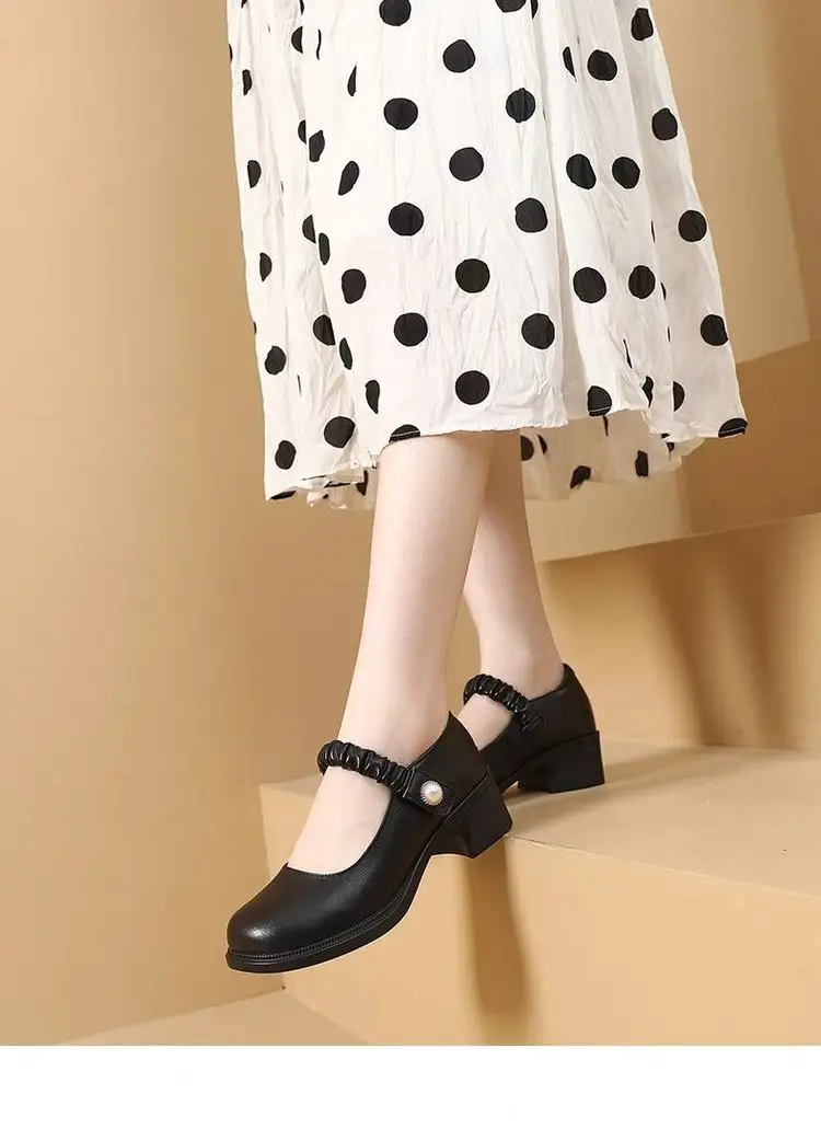 Net red same Mary Jane women's shoes shoes 2025 new women's flat round toe low mouth jk small leather shoes show small feet — feature 8