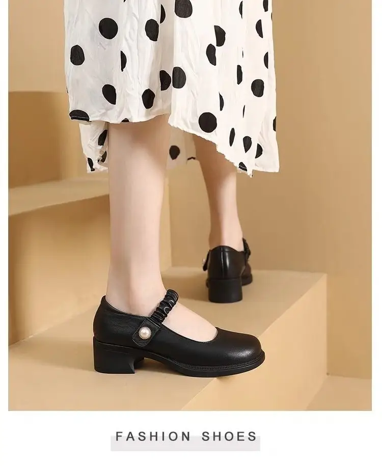 Net red same Mary Jane women's shoes shoes 2025 new women's flat round toe low mouth jk small leather shoes show small feet — feature 9