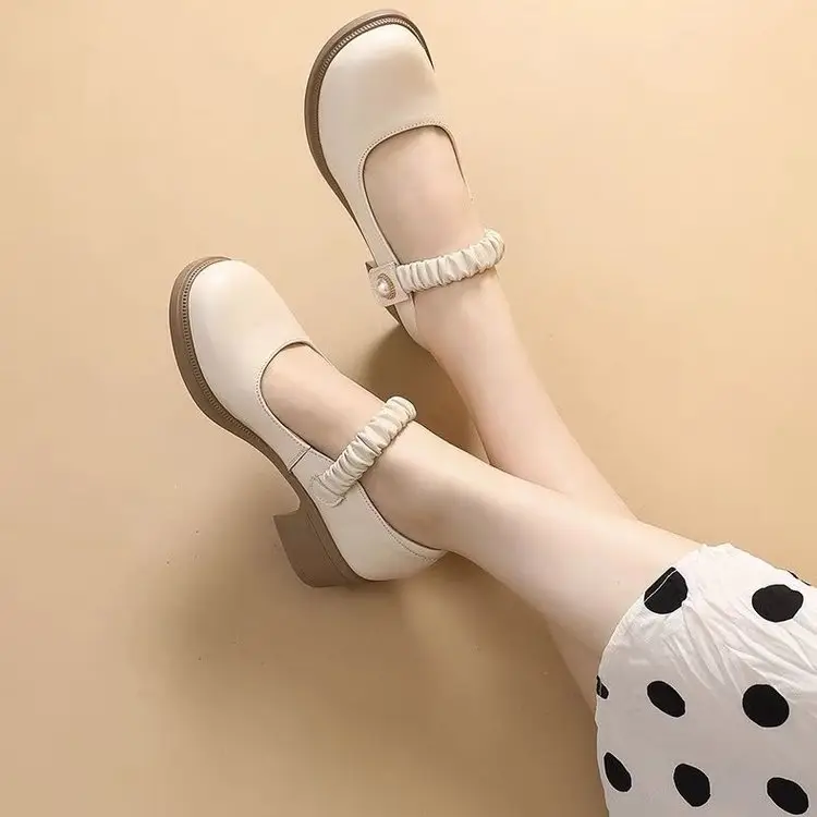 Net red same Mary Jane women's shoes shoes 2025 new women's flat round toe low mouth jk small leather shoes show small feet - Image 2