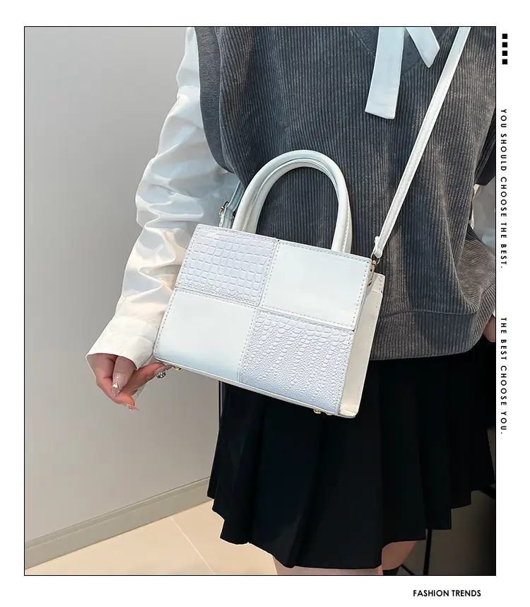 White Croc Embroidered Handbag for Women — feature 1