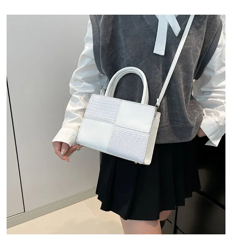 White Croc Embroidered Handbag for Women — feature 10