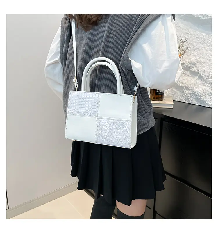 White Croc Embroidered Handbag for Women — feature 11