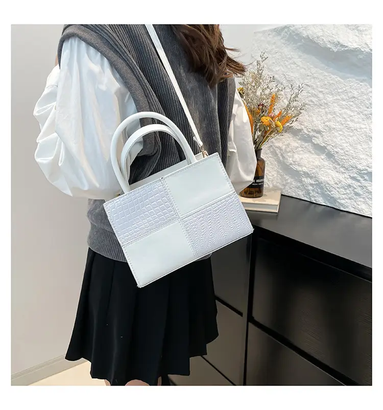 White Croc Embroidered Handbag for Women — feature 12