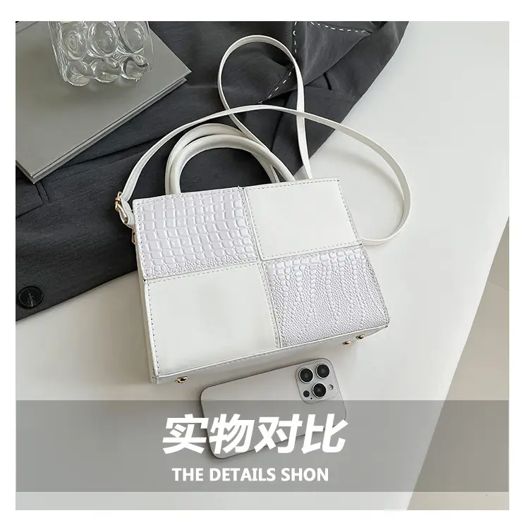 White Croc Embroidered Handbag for Women — feature 6