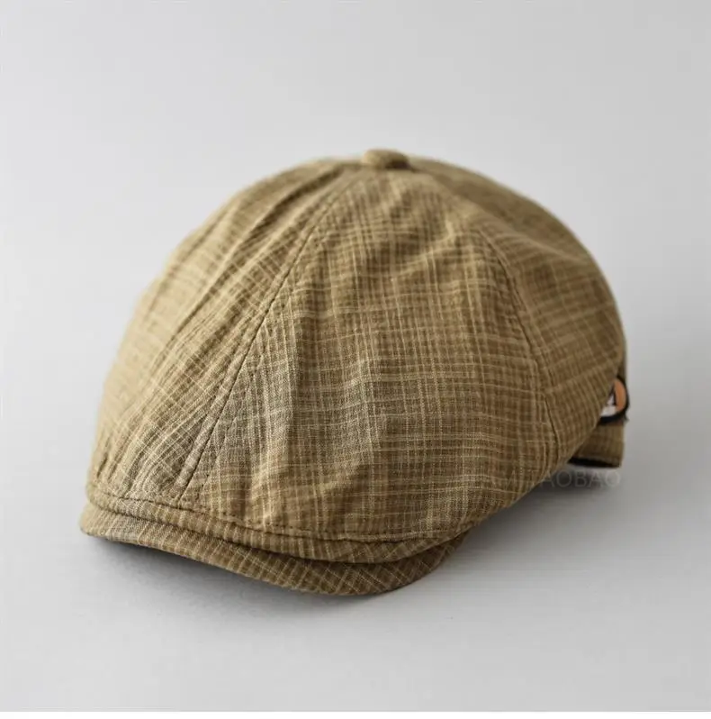 Men's Green Plaid Cap with Logo Patch — feature 5