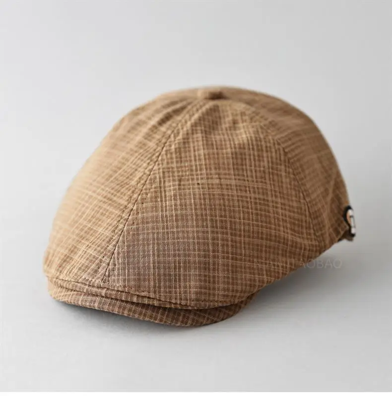 Men's Green Plaid Cap with Logo Patch — feature 7