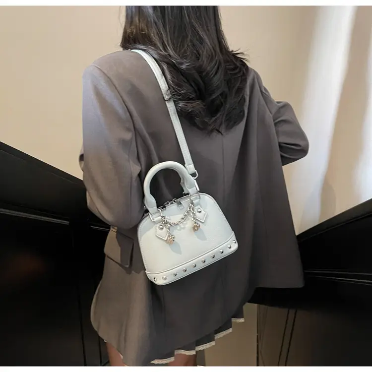 Champagne Gold Shoulder Bag with Chain & Pearl Accents — feature 25