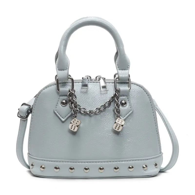 Champagne Gold Shoulder Bag with Chain & Pearl Accents