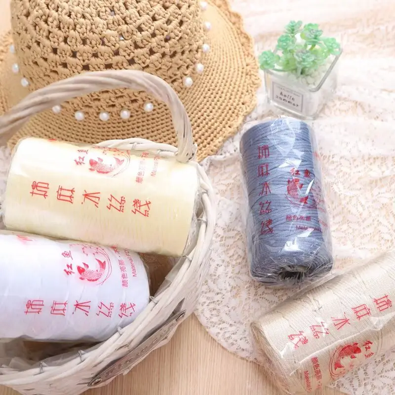 mercerized cotton linen light body ice silk flat belt line diy hand-woven hook hook spring and summer cool hat cushion wool