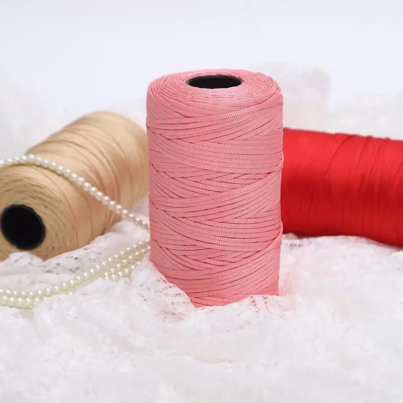 mercerized cotton linen light body ice silk flat belt line diy hand-woven hook hook spring and summer cool hat cushion wool