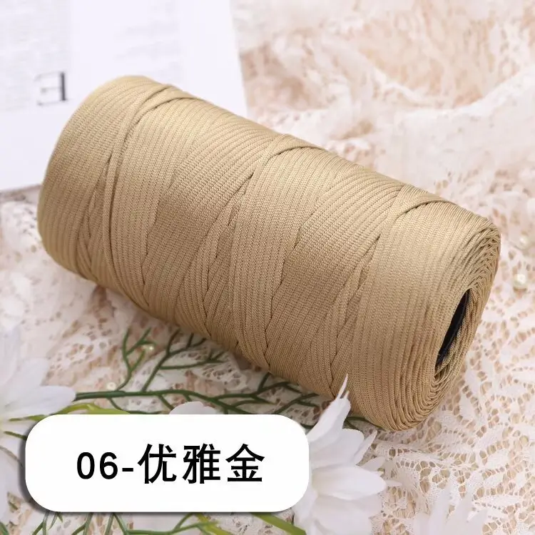 mercerized cotton linen light body ice silk flat belt line diy hand-woven hook hook spring and summer cool hat cushion wool