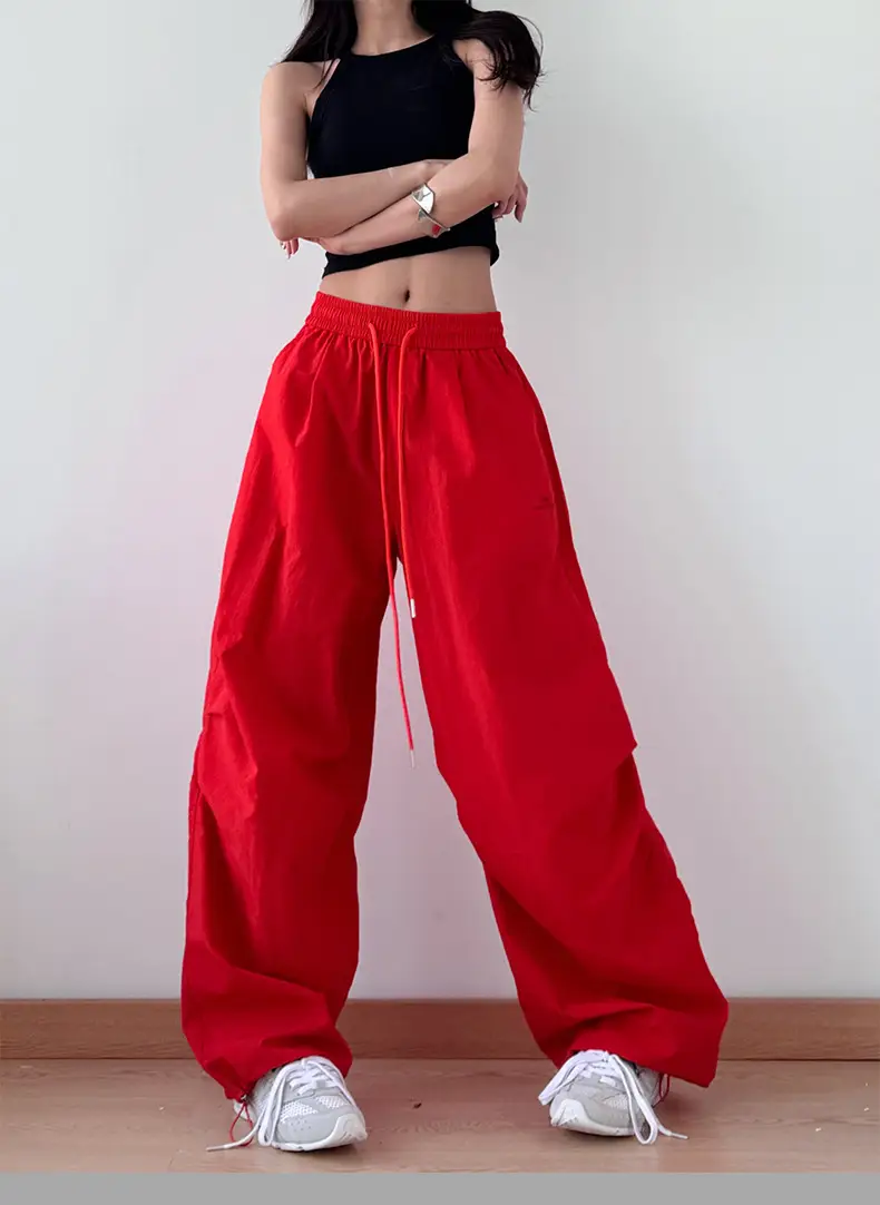 2025 Red Wide Leg Pants Hiphop Loose Casual — feature 15
