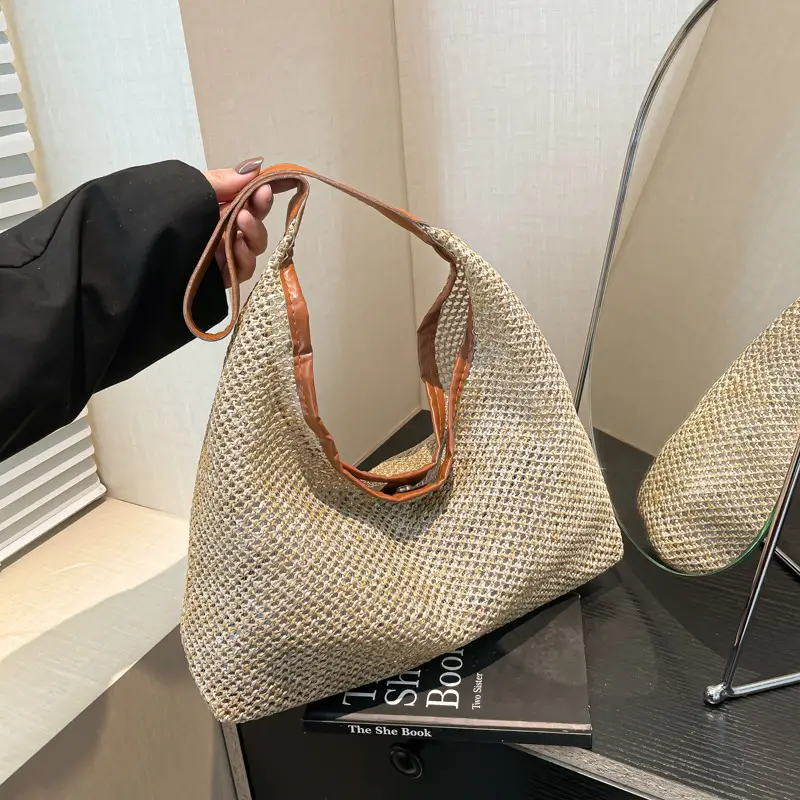 Women's Vintage Straw Shoulder Bag Large Capacity Vintage Tote