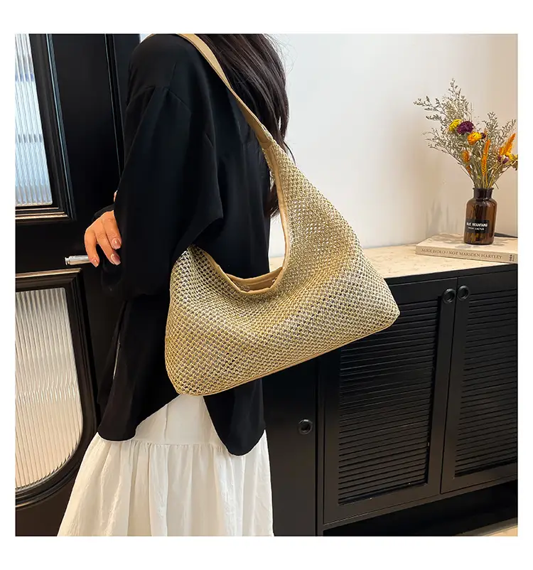 Women's Vintage Straw Shoulder Bag Large Capacity Vintage Tote — feature 15