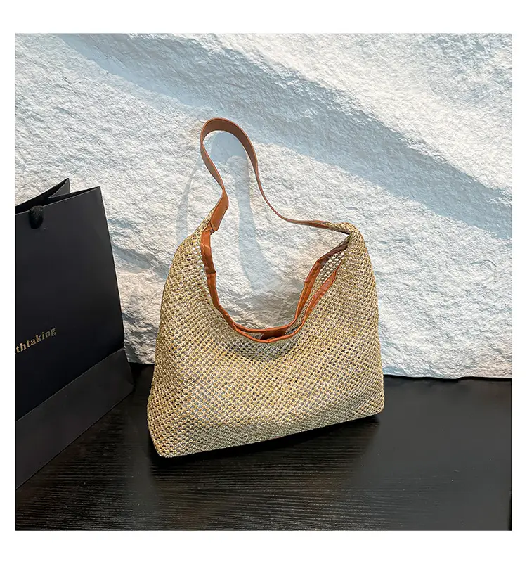 Women's Vintage Straw Shoulder Bag Large Capacity Vintage Tote — feature 24