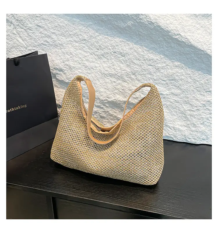 Women's Vintage Straw Shoulder Bag Large Capacity Vintage Tote — feature 25