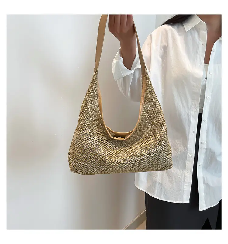 Women's Vintage Straw Shoulder Bag Large Capacity Vintage Tote — feature 9