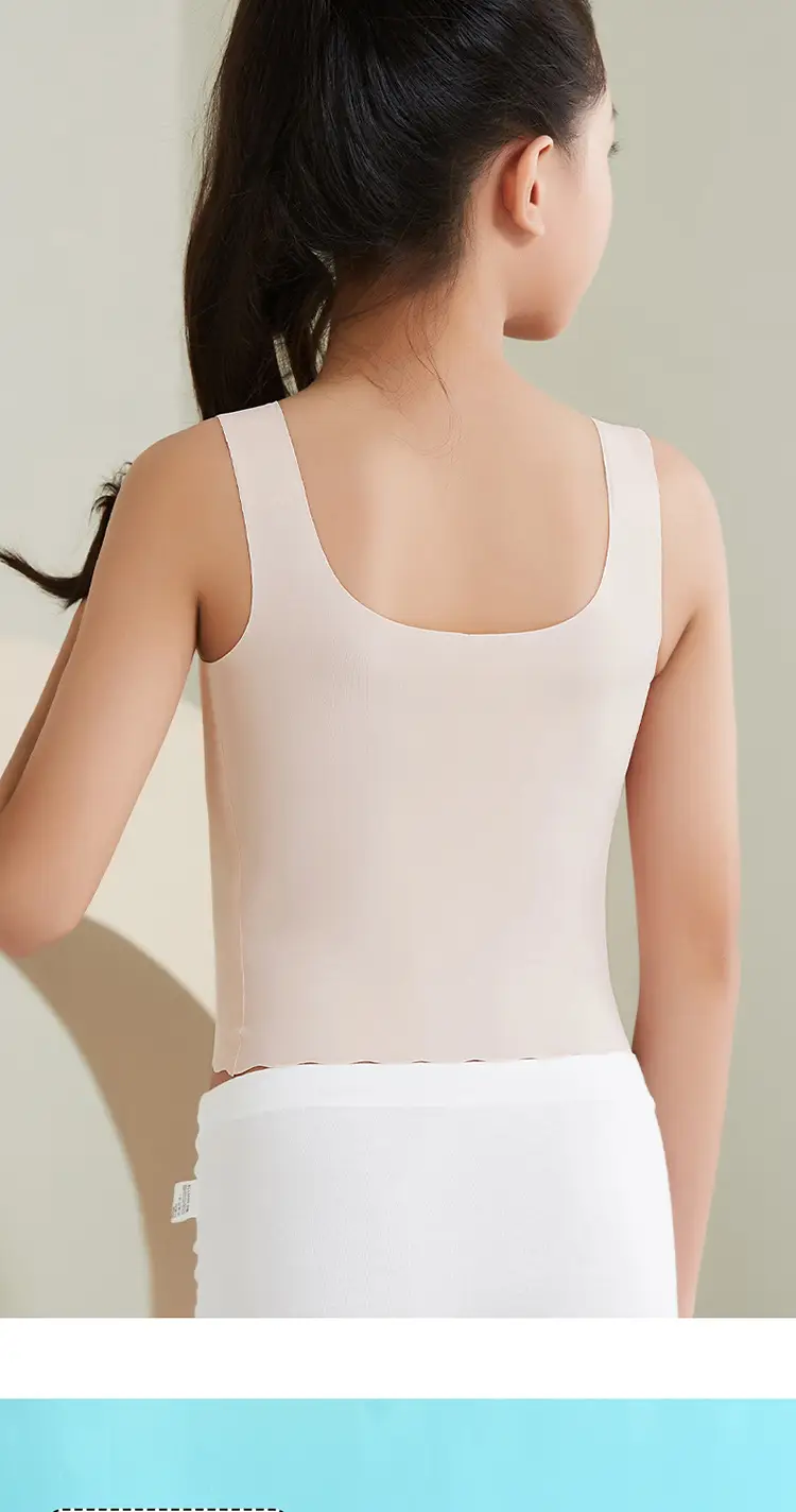 Developmental Girls' Underwear Bra Women's Base Long Small Vest Anti-walking Girls' Students' Traceless Bra Ice Silk — feature 13