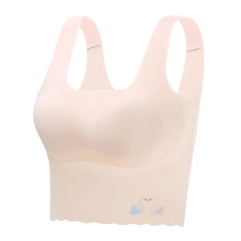 Developmental Girls' Underwear Bra Women's Base Long Small Vest Anti-walking Girls' Students' Traceless Bra Ice Silk