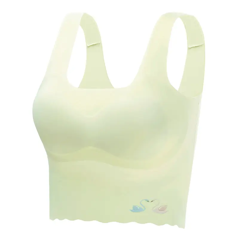 Developmental Girls' Underwear Bra Women's Base Long Small Vest Anti-walking Girls' Students' Traceless Bra Ice Silk