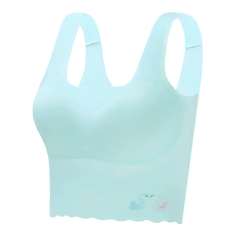 Developmental Girls' Underwear Bra Women's Base Long Small Vest Anti-walking Girls' Students' Traceless Bra Ice Silk